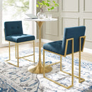 Eliseo Gold Stainless Steel Upholstered Fabric Counter Stool Set of 2