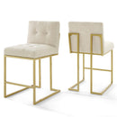 Eliseo Gold Stainless Steel Upholstered Fabric Counter Stool Set of 2