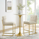 Eliseo Gold Stainless Steel Upholstered Fabric Counter Stool Set of 2