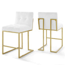 Eliseo Gold Stainless Steel Upholstered Fabric Counter Stool Set of 2