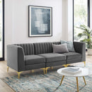 Arianna Channel Tufted Performance Velvet 3-Seater Sofa