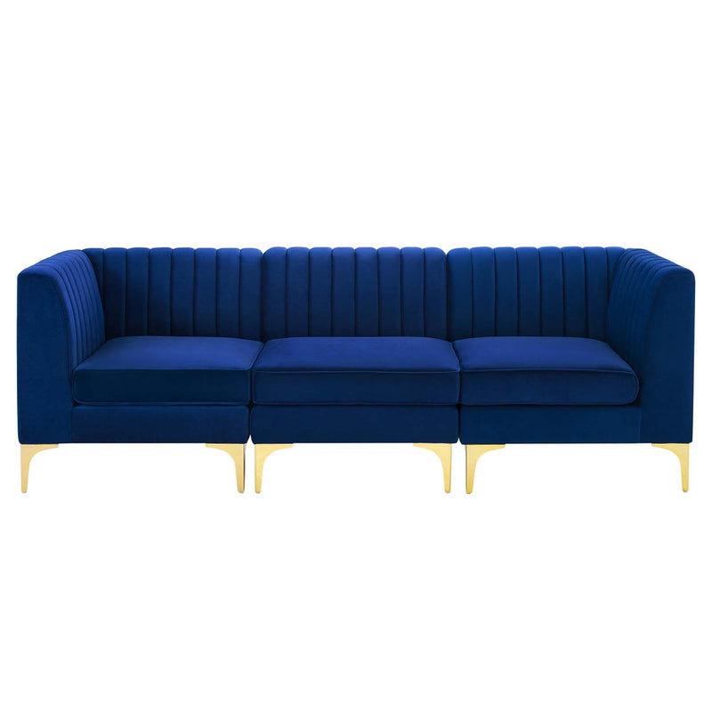 Arianna Channel Tufted Performance Velvet 3-Seater Sofa