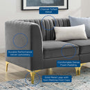 Arianna Channel Tufted Performance Velvet 4-Seater Sofa