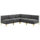 Arianna Channel Tufted Performance Velvet 5-Piece Sectional Sofa