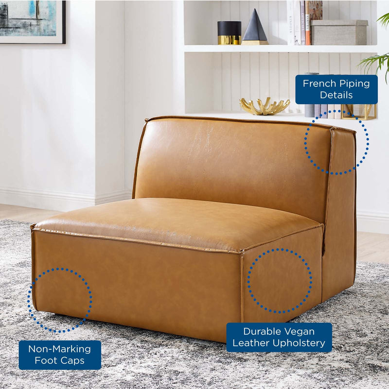 Rhea Vegan Leather Sectional Sofa Armless Chair
