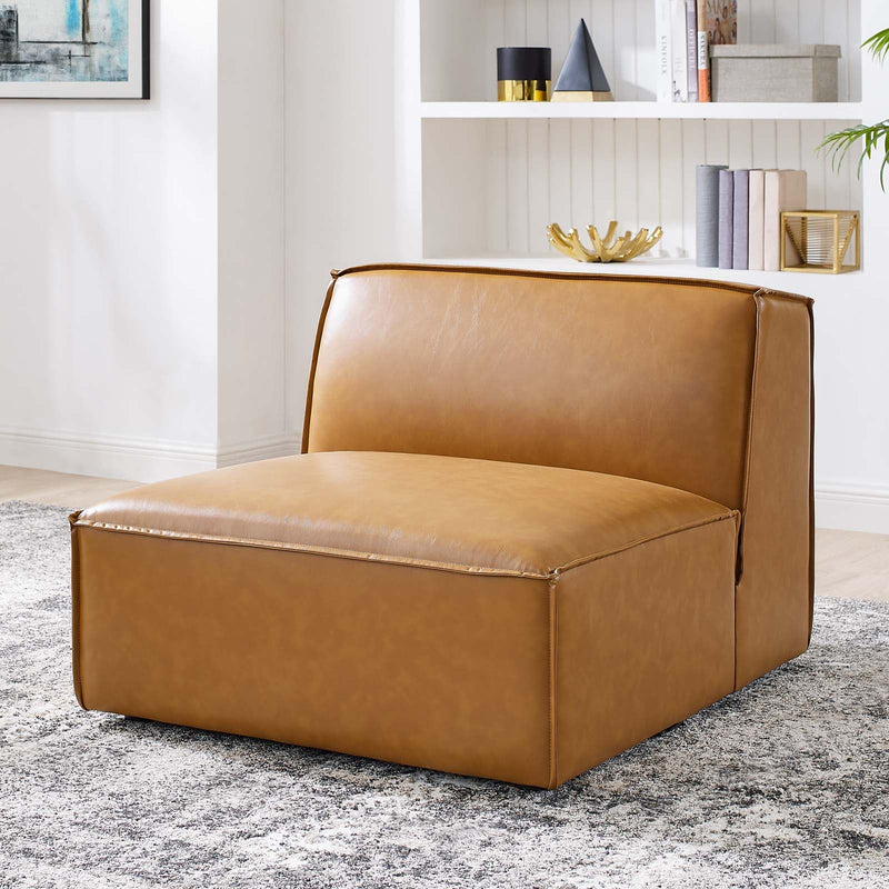 Rhea Vegan Leather Sectional Sofa Armless Chair