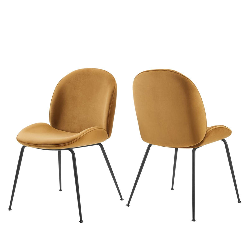Kara Black Powder Coated Steel Leg Performance Velvet Dining Chairs - Set of 2