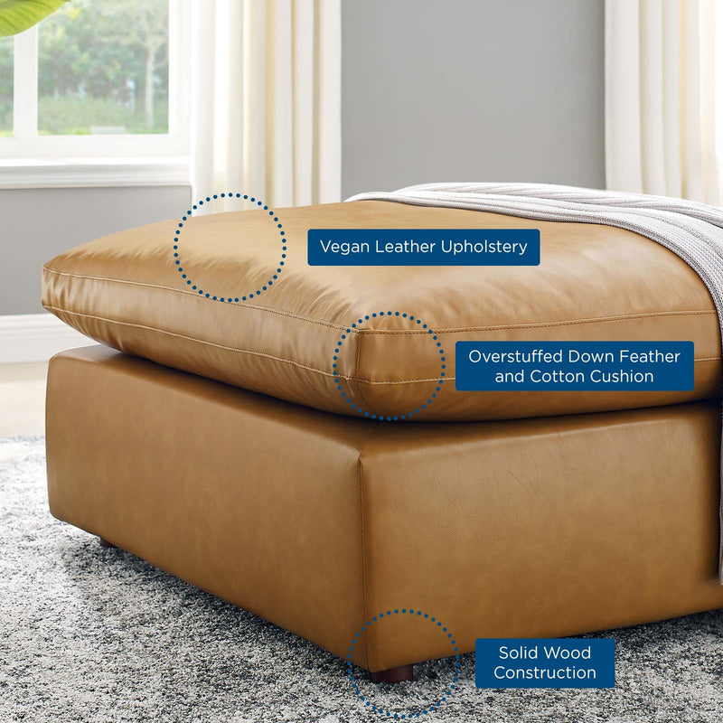 Liberty Down Filled Overstuffed Vegan Leather Ottoman