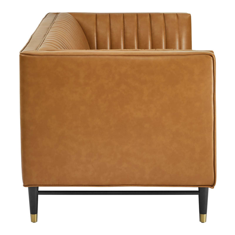 Chandler Channel Tufted Vegan Leather Loveseat