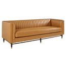 Chandler Channel Tufted Vegan Leather Sofa