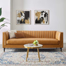 Chandler Channel Tufted Vegan Leather Sofa
