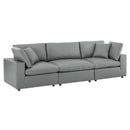 Liberty Down Filled Overstuffed Vegan Leather 3-Seater Sofa