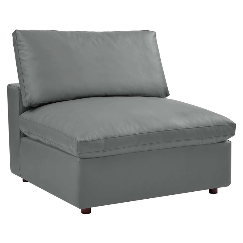 Liberty Down Filled Overstuffed Vegan Leather 3-Seater Sofa