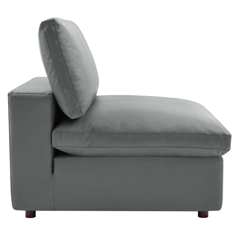 Liberty Down Filled Overstuffed Vegan Leather 3-Seater Sofa