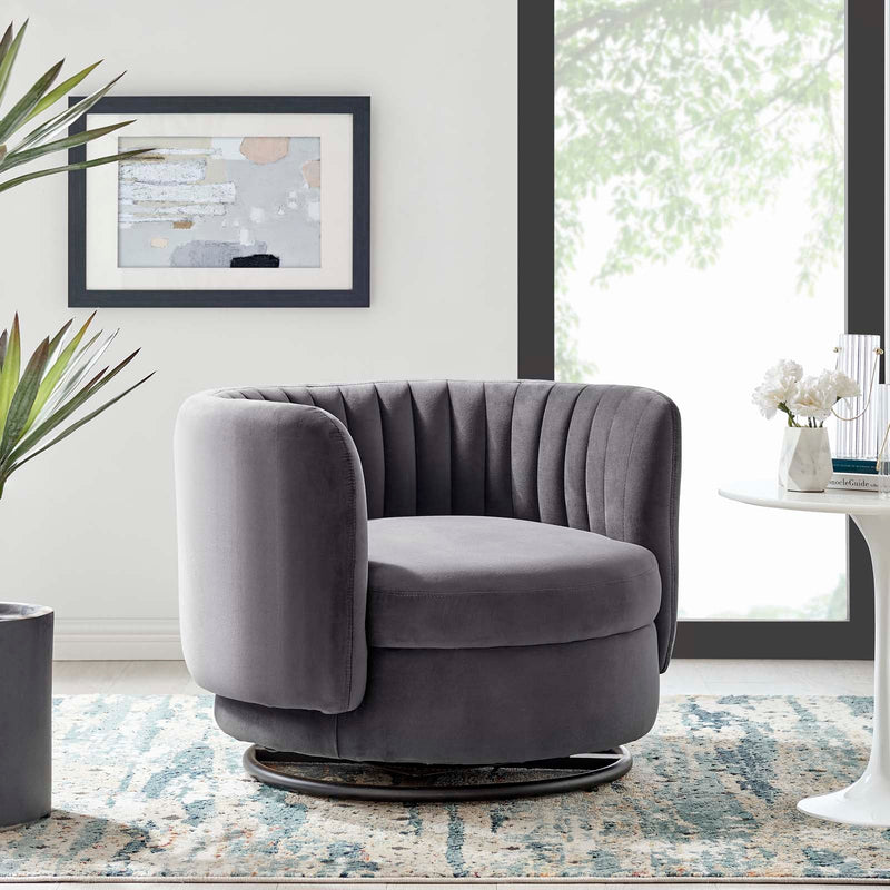 Dilan Tufted Performance Velvet Swivel Chair