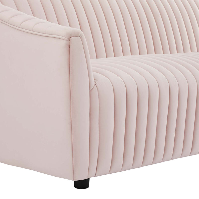 Vincenzo Performance Velvet Channel Tufted Sofa