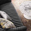 Vincenzo Performance Velvet Channel Tufted Loveseat