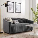 Vincenzo Performance Velvet Channel Tufted Loveseat
