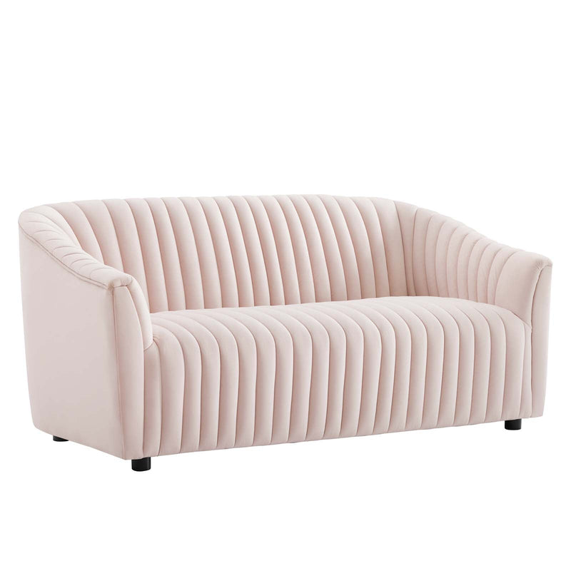 Vincenzo Performance Velvet Channel Tufted Loveseat