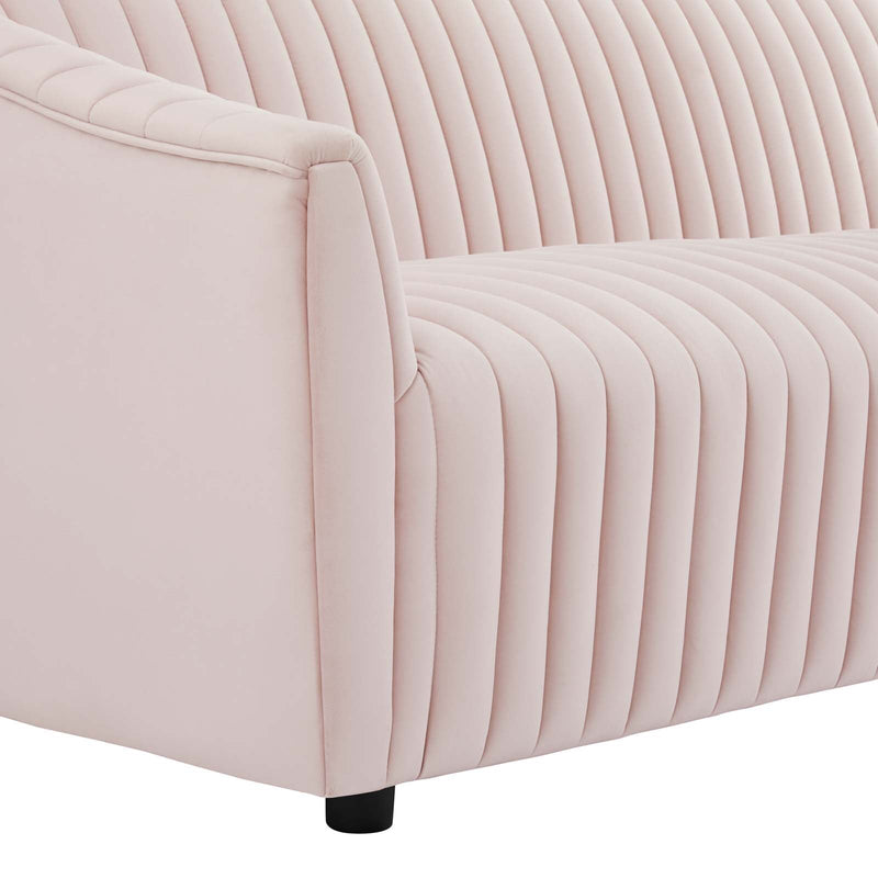 Vincenzo Performance Velvet Channel Tufted Loveseat