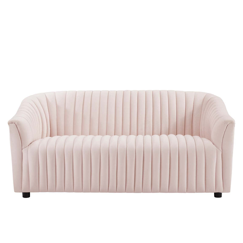 Vincenzo Performance Velvet Channel Tufted Loveseat