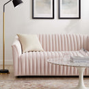 Vincenzo Performance Velvet Channel Tufted Loveseat