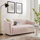 Vincenzo Performance Velvet Channel Tufted Loveseat