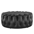 Anakin Tufted Button Large Round Performance Velvet Ottoman