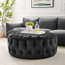 Anakin Tufted Button Large Round Performance Velvet Ottoman