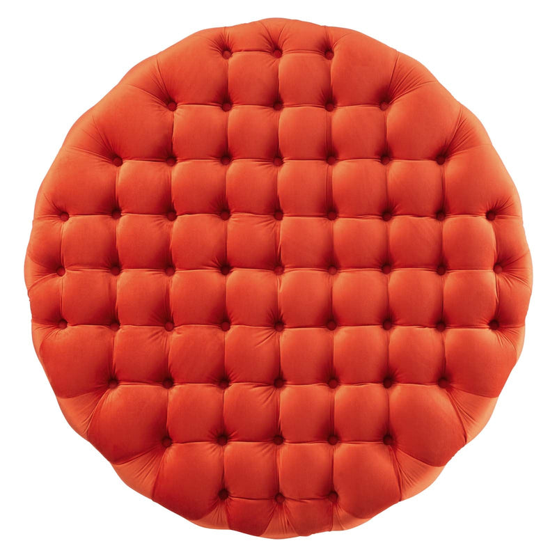 Anakin Tufted Button Large Round Performance Velvet Ottoman