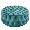 Anakin Tufted Button Large Round Performance Velvet Ottoman