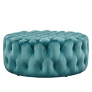 Anakin Tufted Button Large Round Performance Velvet Ottoman