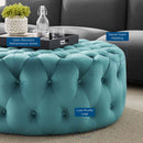 Anakin Tufted Button Large Round Performance Velvet Ottoman