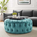 Anakin Tufted Button Large Round Performance Velvet Ottoman