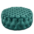 Anakin Tufted Button Large Round Performance Velvet Ottoman
