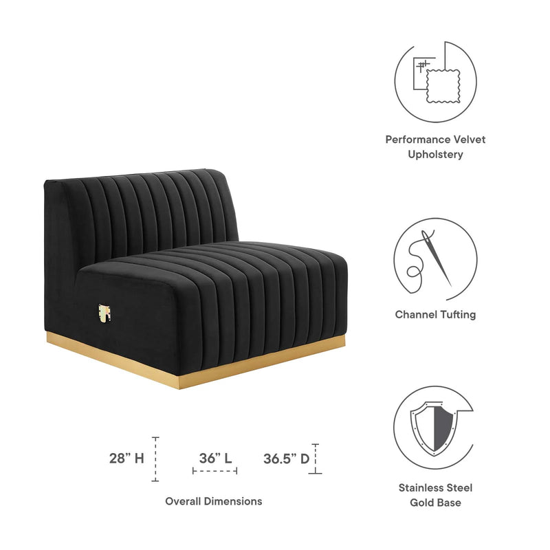 Legacy Channel Tufted Performance Velvet Armless Chair