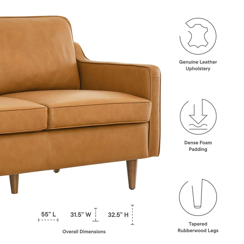 Lillie Genuine Leather Loveseat