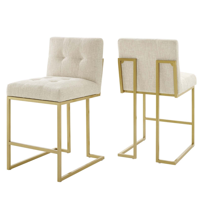 Laila Gold Stainless Steel Performance Velvet Counter Stool Set of 2