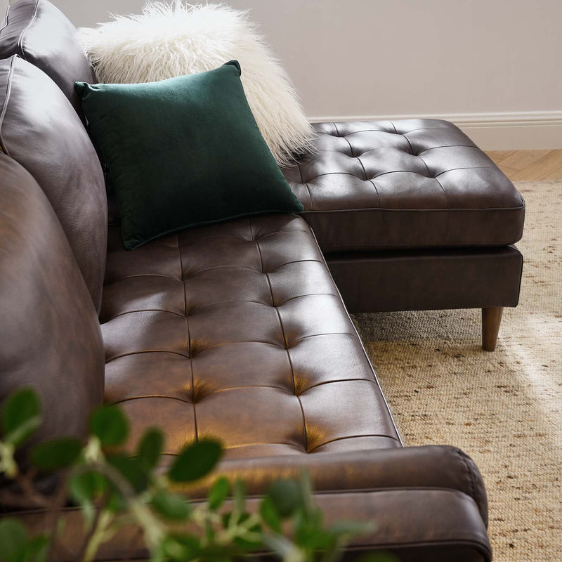 June Leather Apartment Sectional Sofa