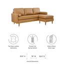 June Leather Apartment Sectional Sofa