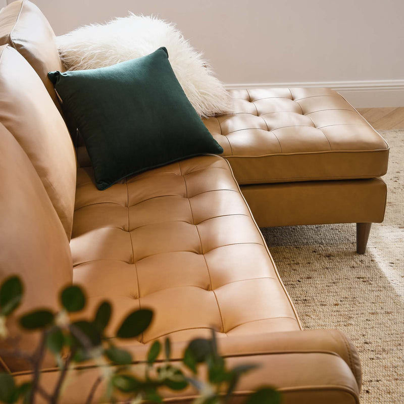 June Leather Apartment Sectional Sofa