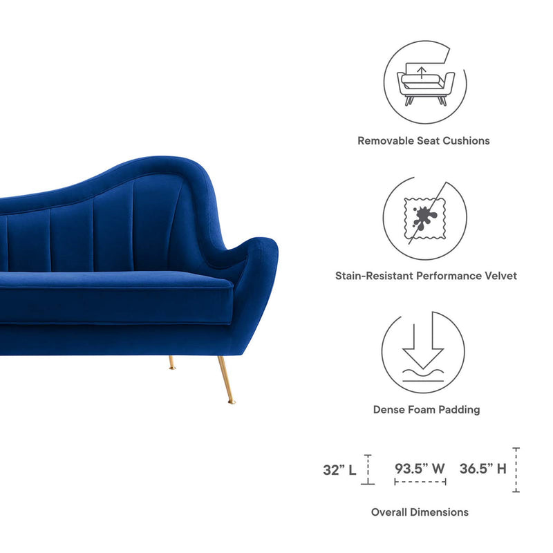 Cayden Channel Tufted Performance Velvet Sofa