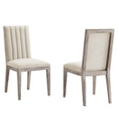 Sophie French Vintage Tufted Fabric Dining Side Chairs Set of 2