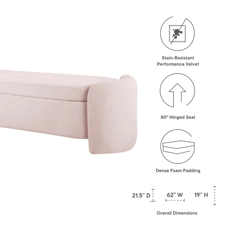 Scarlet Upholstered Performance Velvet Bench