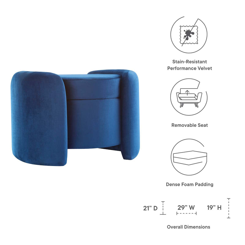 Scarlet Upholstered Performance Velvet Ottoman