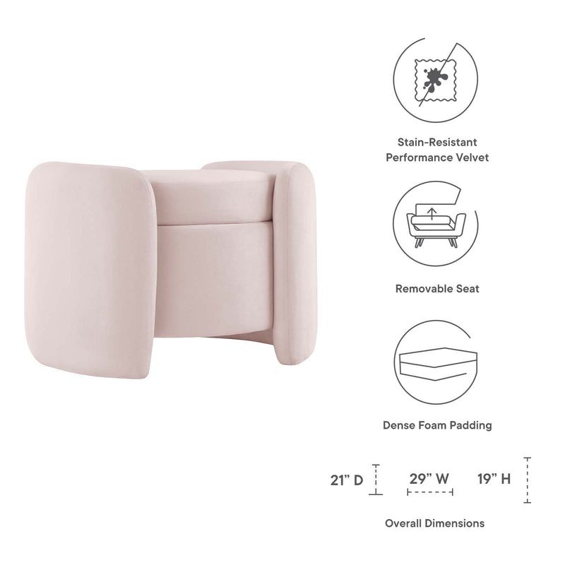 Scarlet Upholstered Performance Velvet Ottoman