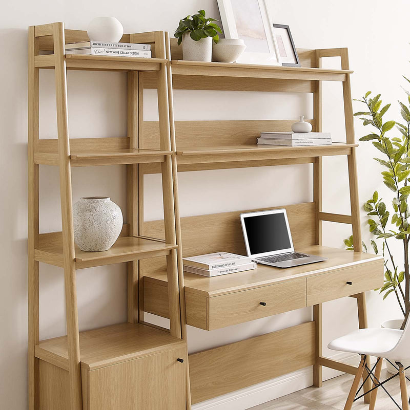 Raul 2-Piece Wood Office Desk and Bookshelf