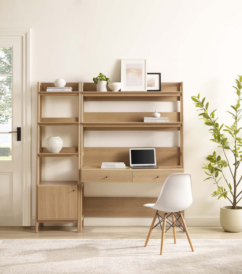 Raul 2-Piece Wood Office Desk and Bookshelf