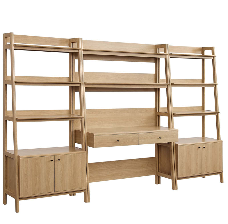 Raul 3-Piece Wood Office Desk and Bookshelf