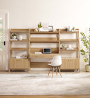 Raul 3-Piece Wood Office Desk and Bookshelf